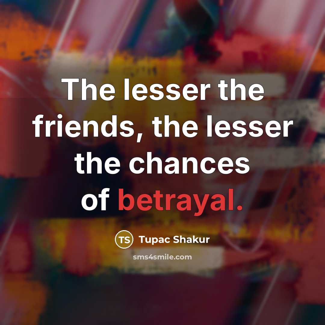 “The lesser the friends, the lesser the chances of betrayal.…” quote by Tupac Shakur