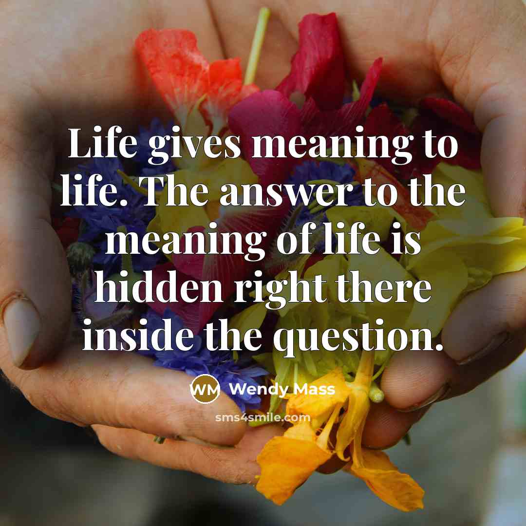 “Life gives meaning to life. The answer to the meaning…” quote by Wendy Mass