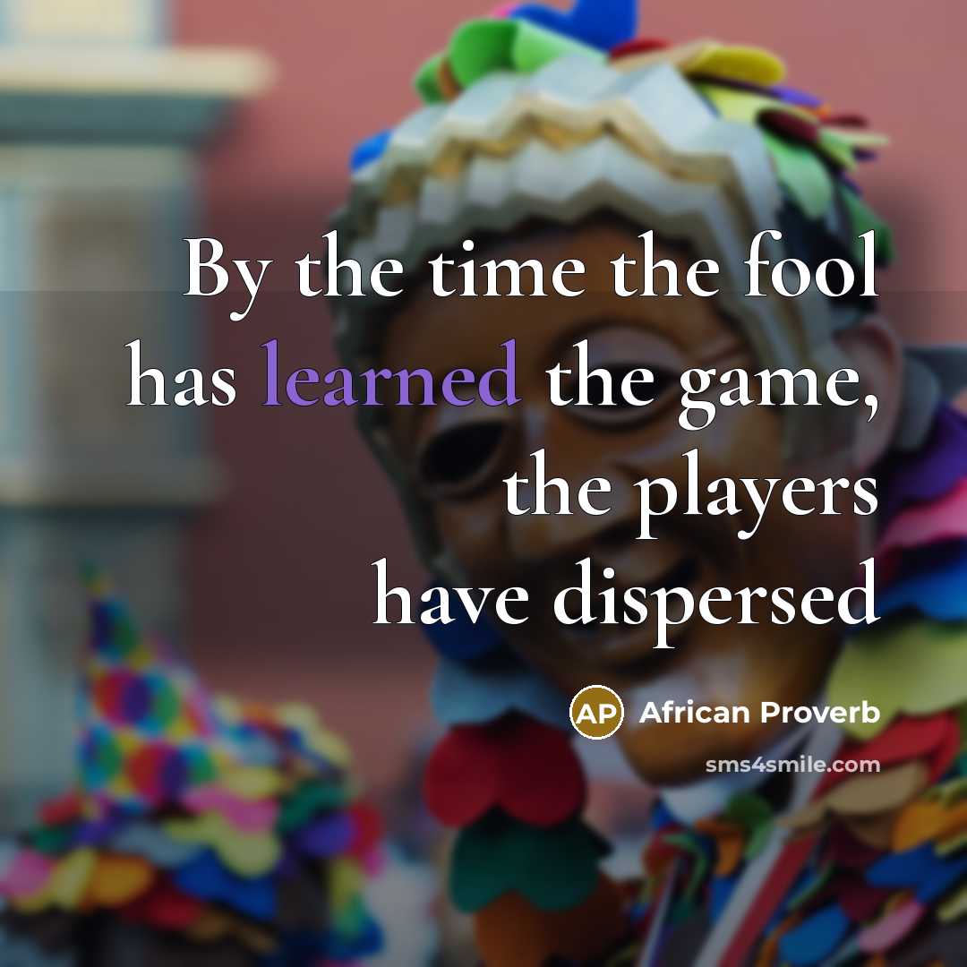 “By the time the fool has learned the game, the players have dispersed” quote by African Proverb