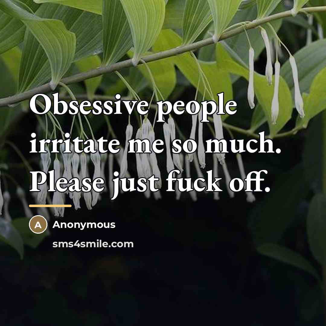 “Obsessive people irritate me so much. Please just fuck off.…” quote by Anonymous
