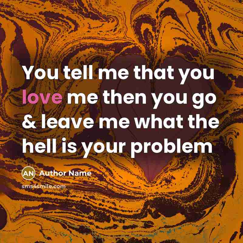 “You tell me that you love me then you go & leave me what the hell is your problem” quote by Author Name