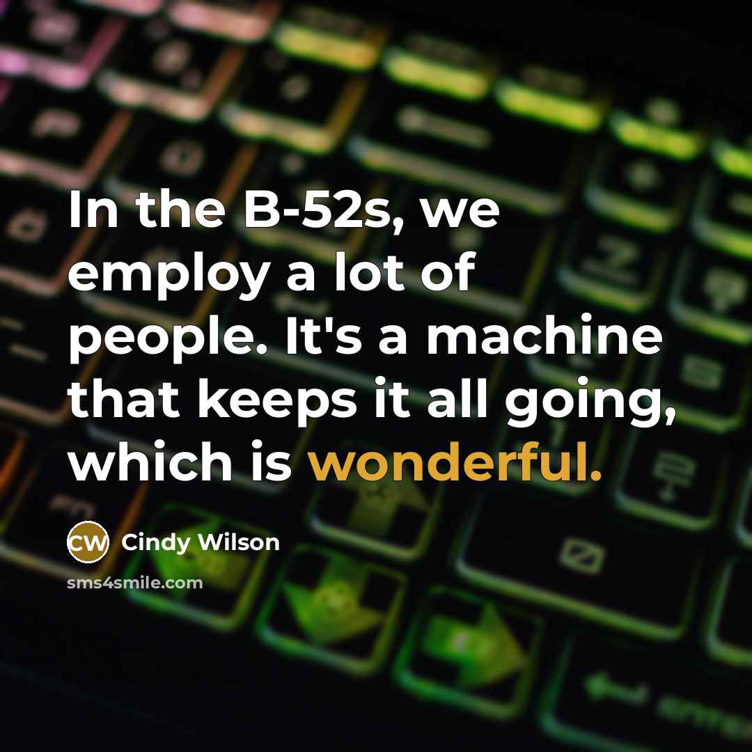 “In the B-52s, we employ a lot of people. It's…” quote by Cindy Wilson
