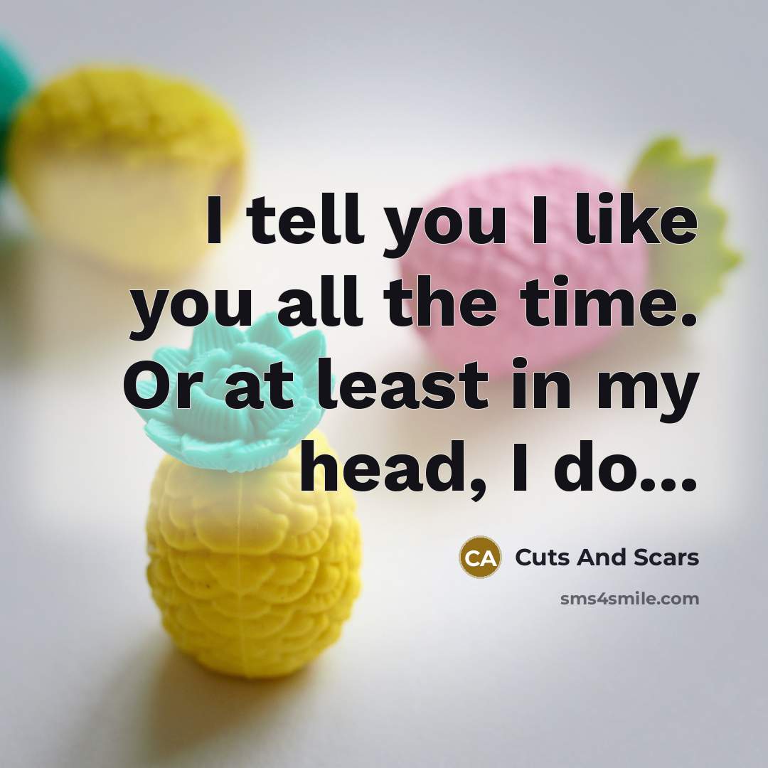“I tell you I like you all the time. Or…” quote by Cuts And Scars