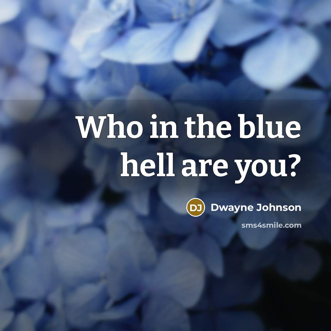 “Who in the blue hell are you?” quote by Dwayne Johnson