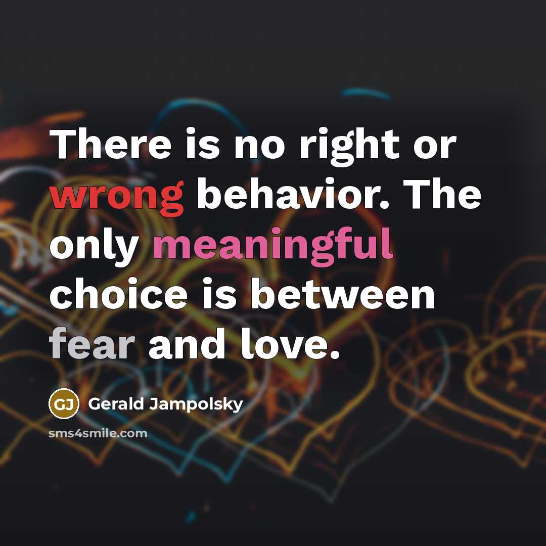 “There is no right or wrong behavior. The only meaningful…” quote by Gerald Jampolsky