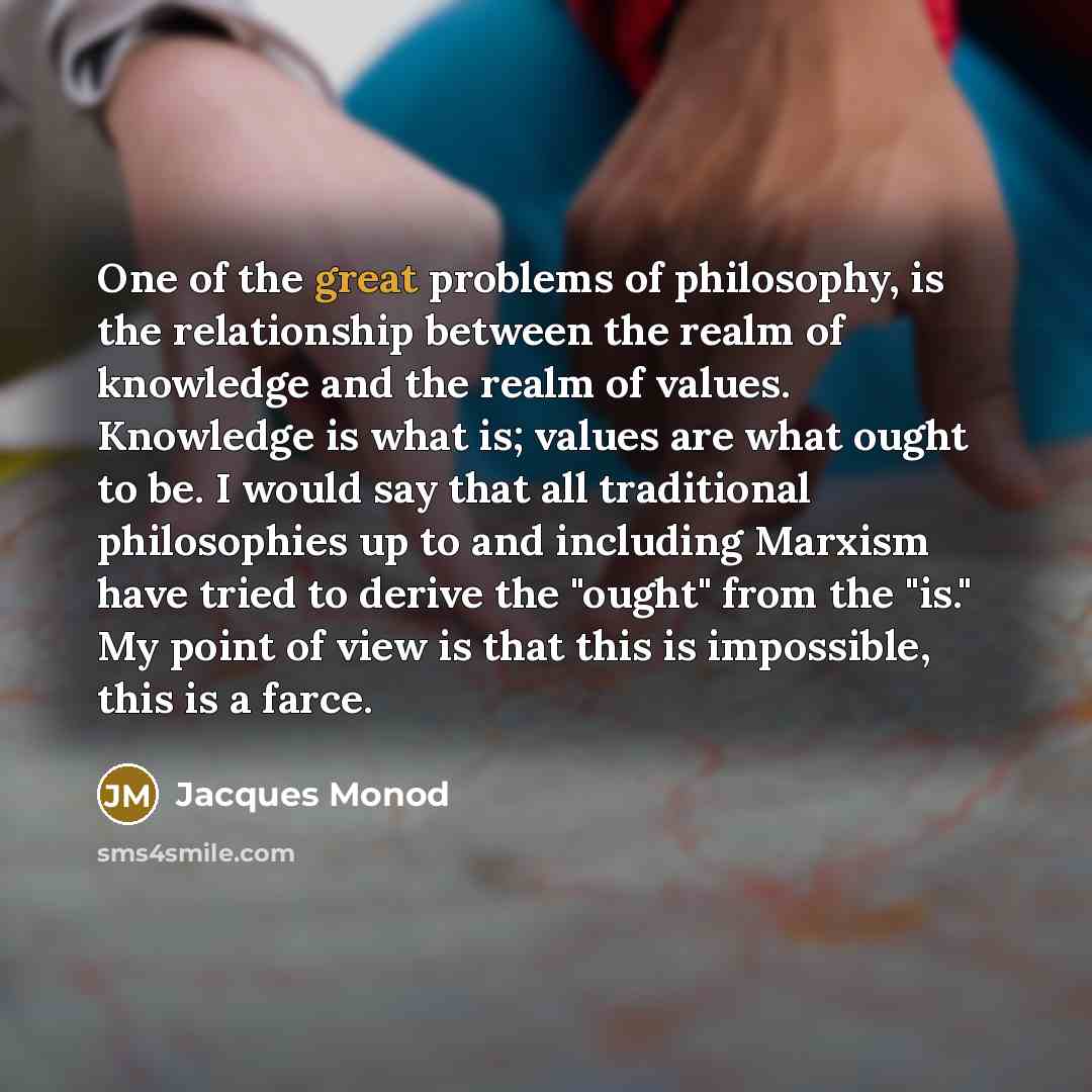 “One of the great problems of philosophy, is the relationship…” quote by Jacques Monod