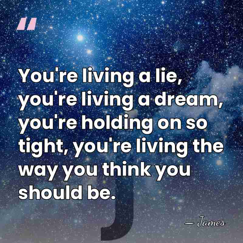 You're living a lie, you're living a dream, you're holding on so&hellip; - James