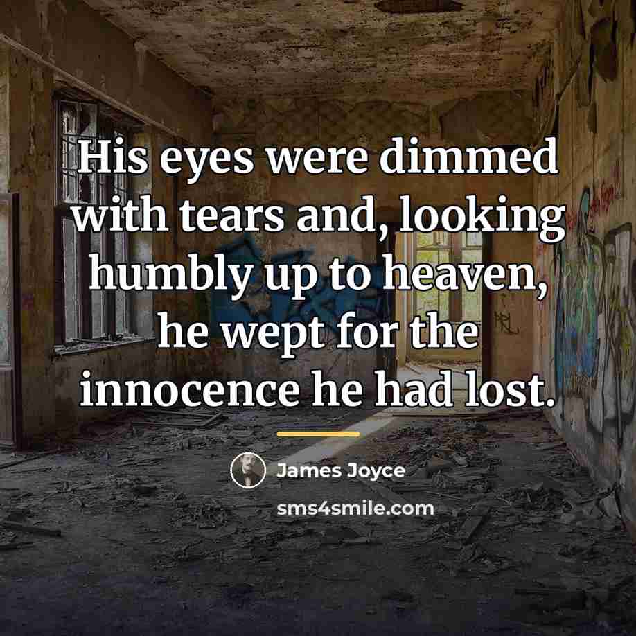 “His eyes were dimmed with tears and, looking humbly up…” quote by James Joyce