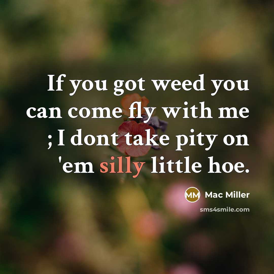 “If you got weed you can come fly with me…” quote by Mac Miller