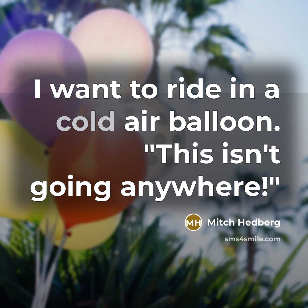 “I want to ride in a cold air balloon. "This…” quote by Mitch Hedberg