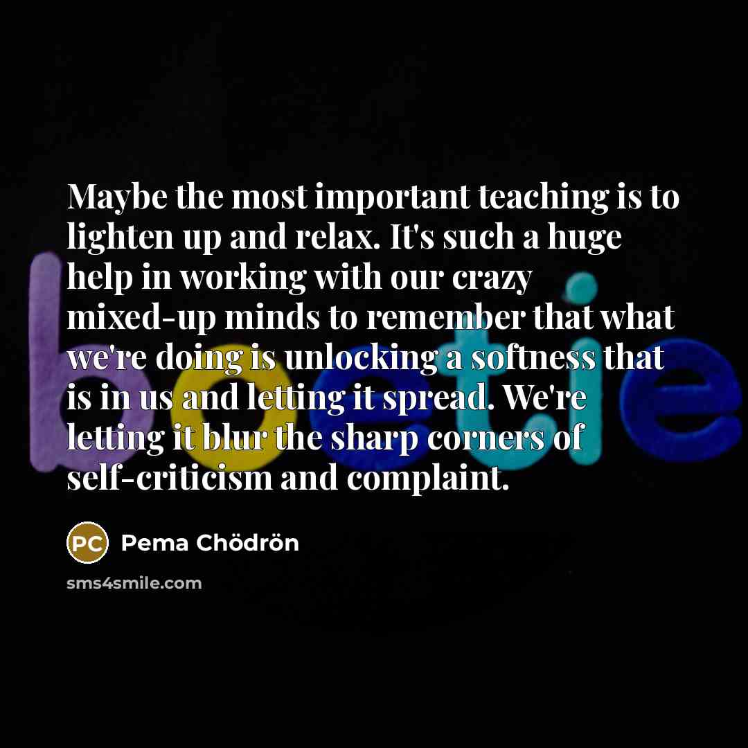 “Maybe the most important teaching is to lighten up and…” quote by Pema Chodron