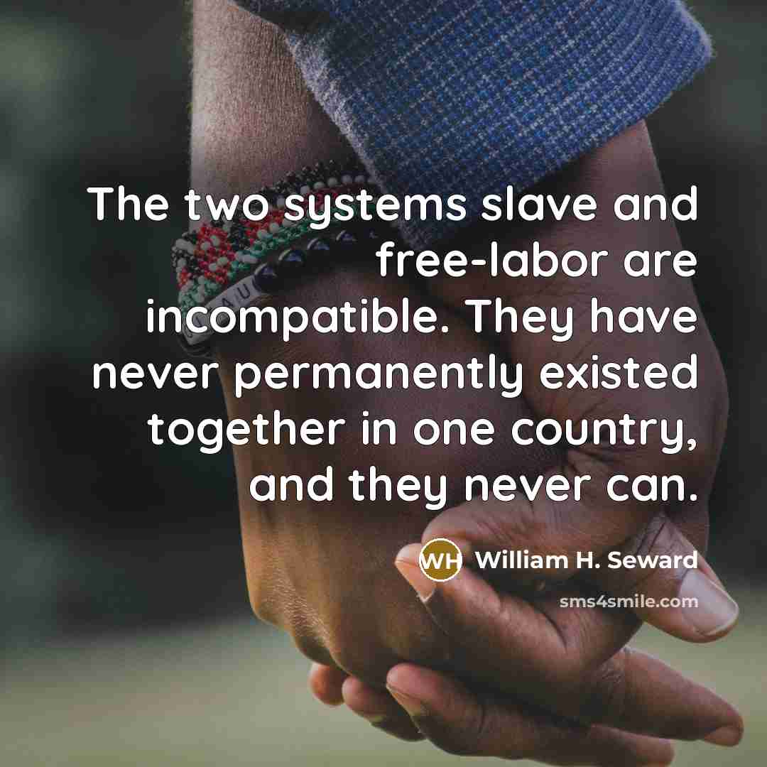 “The two systems slave and free-labor are incompatible. They have…” quote by William H. Seward