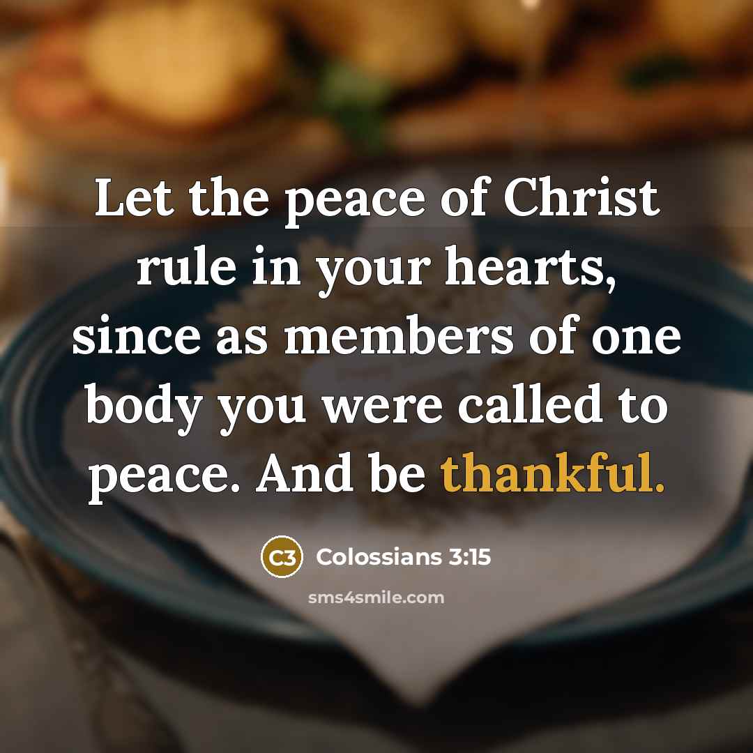 “Let the peace of Christ rule in your hearts, since as members of one body you were called to peace. And be thankful.” quote by Colossians 3:15