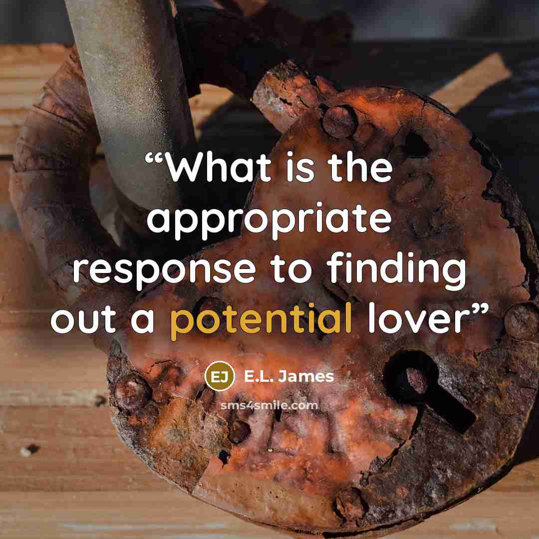 “What is the appropriate response to finding out a potential lover” quote by E.L. James