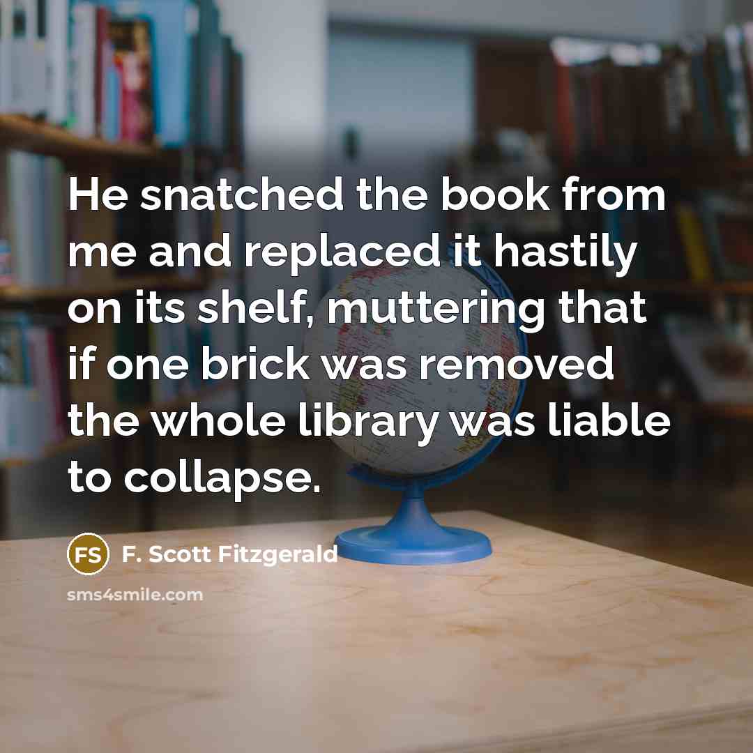 “He snatched the book from me and replaced it hastily…” quote by F. Scott Fitzgerald