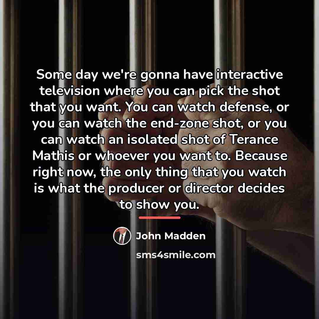 “Some day we're gonna have interactive television where you can…” quote by John Madden