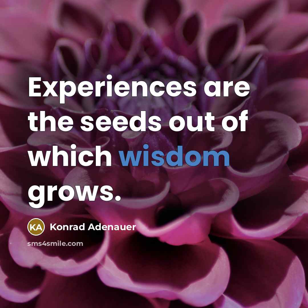“Experiences are the seeds out of which wisdom grows.…” quote by Konrad Adenauer