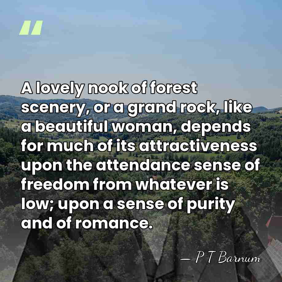A lovely nook of forest scenery, or a grand rock, like a&hellip; - P T Barnum