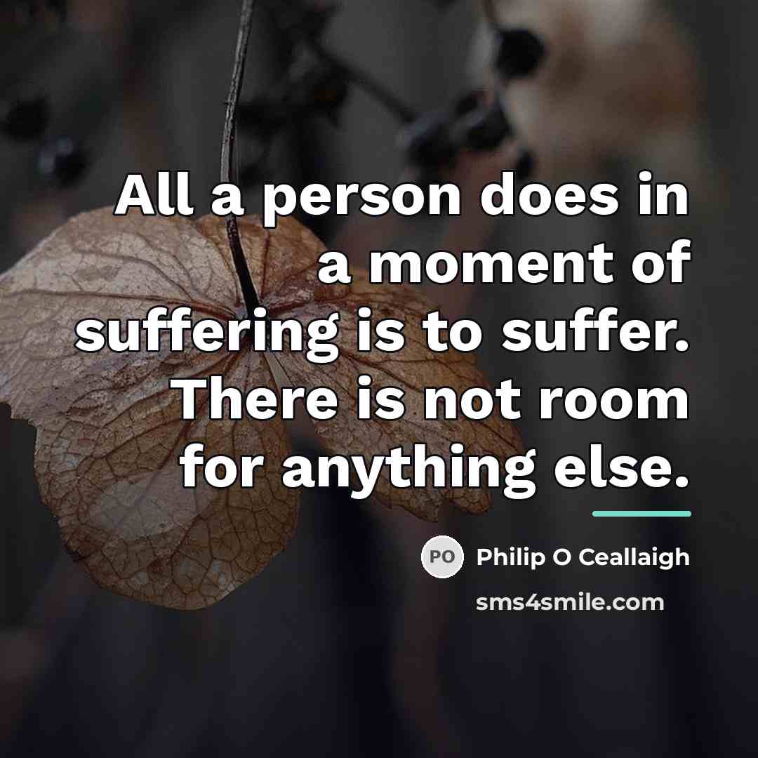 “All a person does in a moment of suffering is…” quote by Philip O Ceallaigh