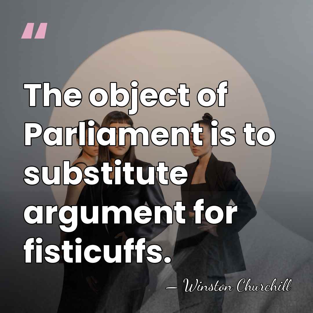 The object of Parliament is to substitute argument for fisticuffs. - Winston Churchill