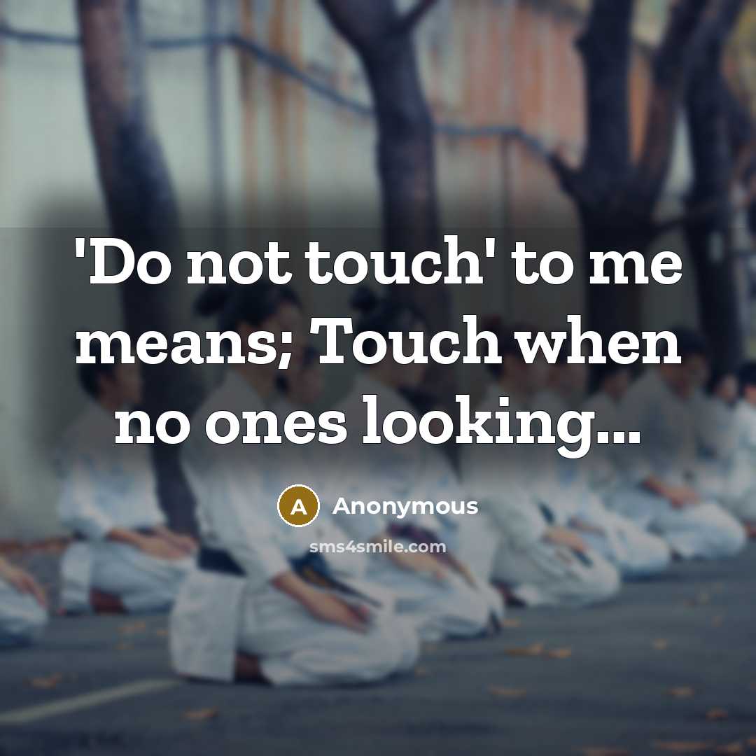 “'Do not touch' to me means; Touch when no ones…” quote by Anonymous