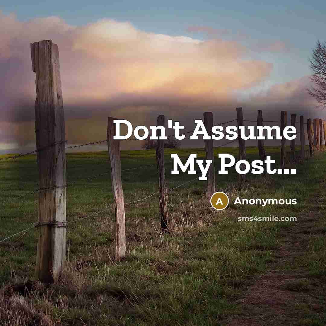 “Don't Assume My Post...” quote by Anonymous
