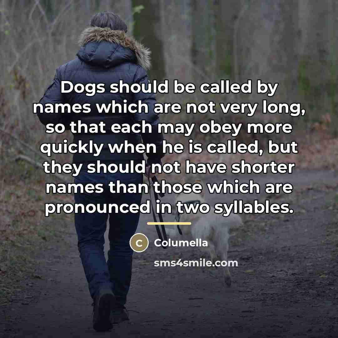 “Dogs should be called by names which are not very…” quote by Columella