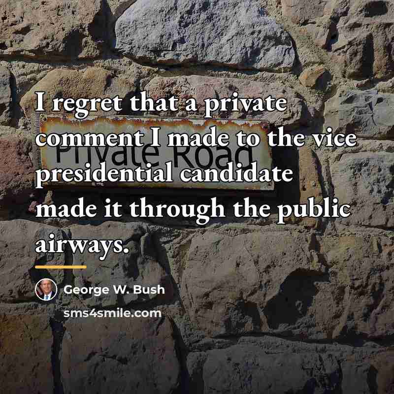 “I regret that a private comment I made to the…” quote by George W. Bush