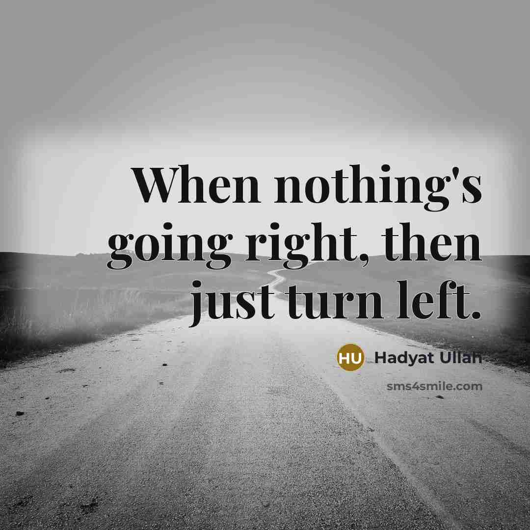 “When nothing's going right, then just turn left.…” quote by Hadyat Ullah