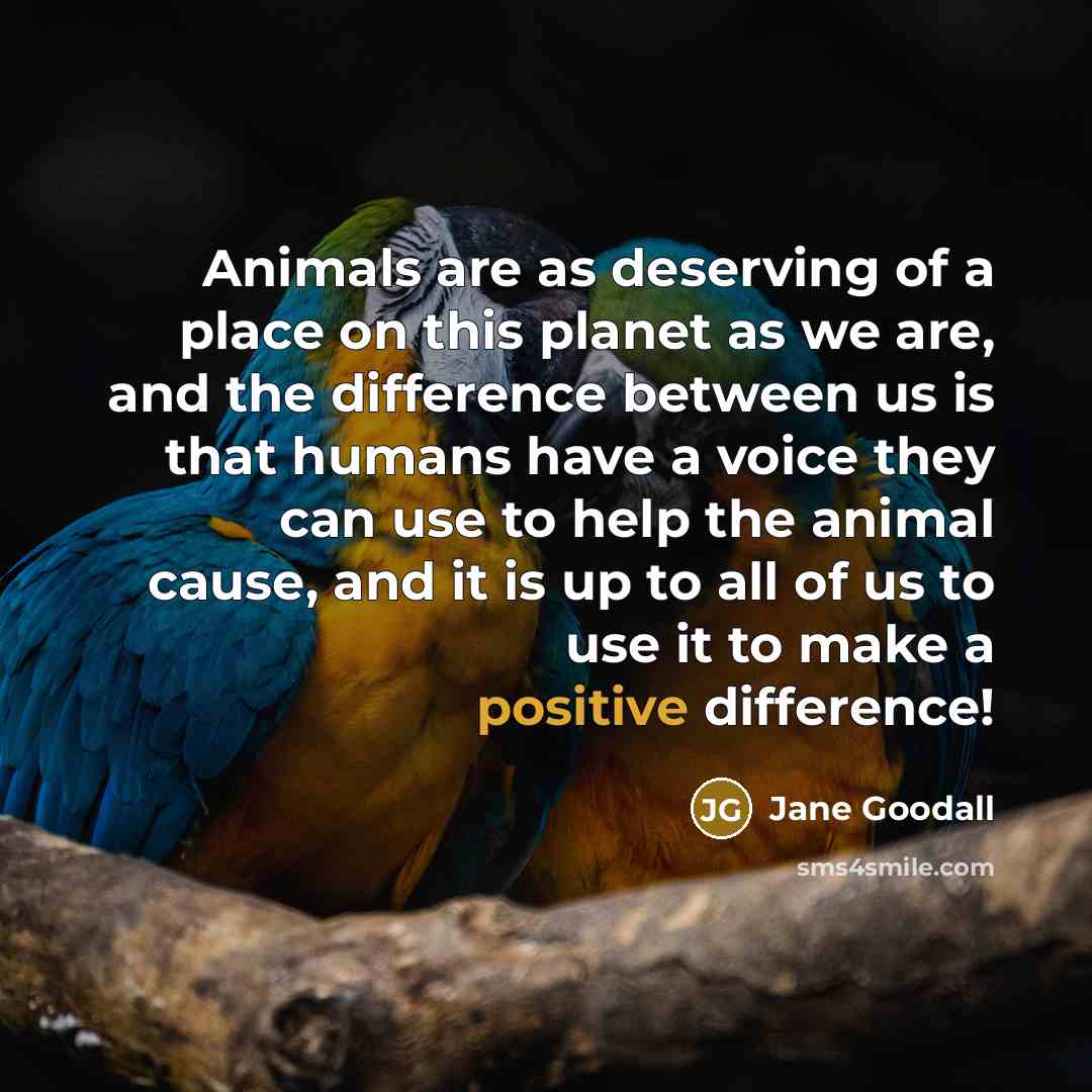 “Animals are as deserving of a place on this planet…” quote by Jane Goodall