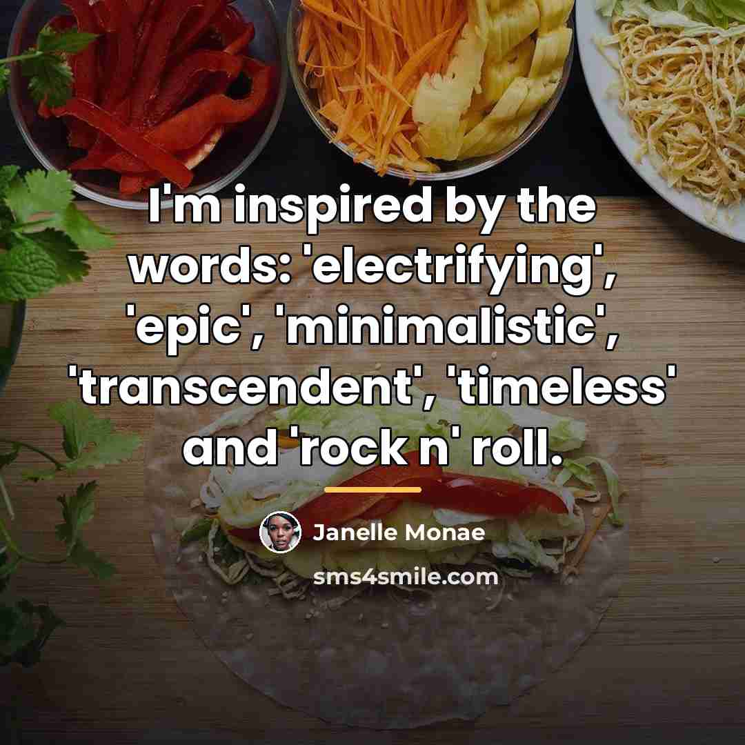 “I'm inspired by the words: 'electrifying', 'epic', 'minimalistic', 'transcendent', 'timeless'…” quote by Janelle Monae