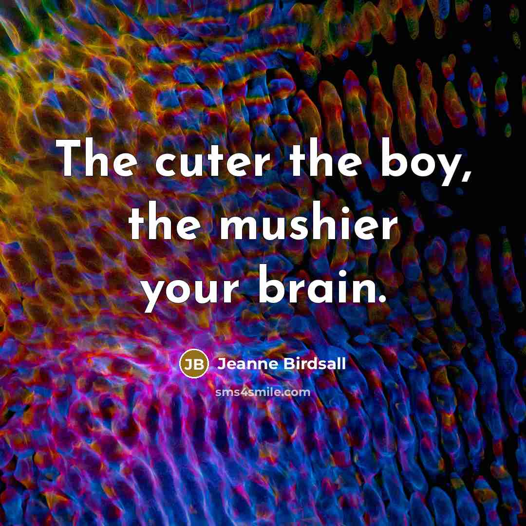“The cuter the boy, the mushier your brain.…” quote by Jeanne Birdsall