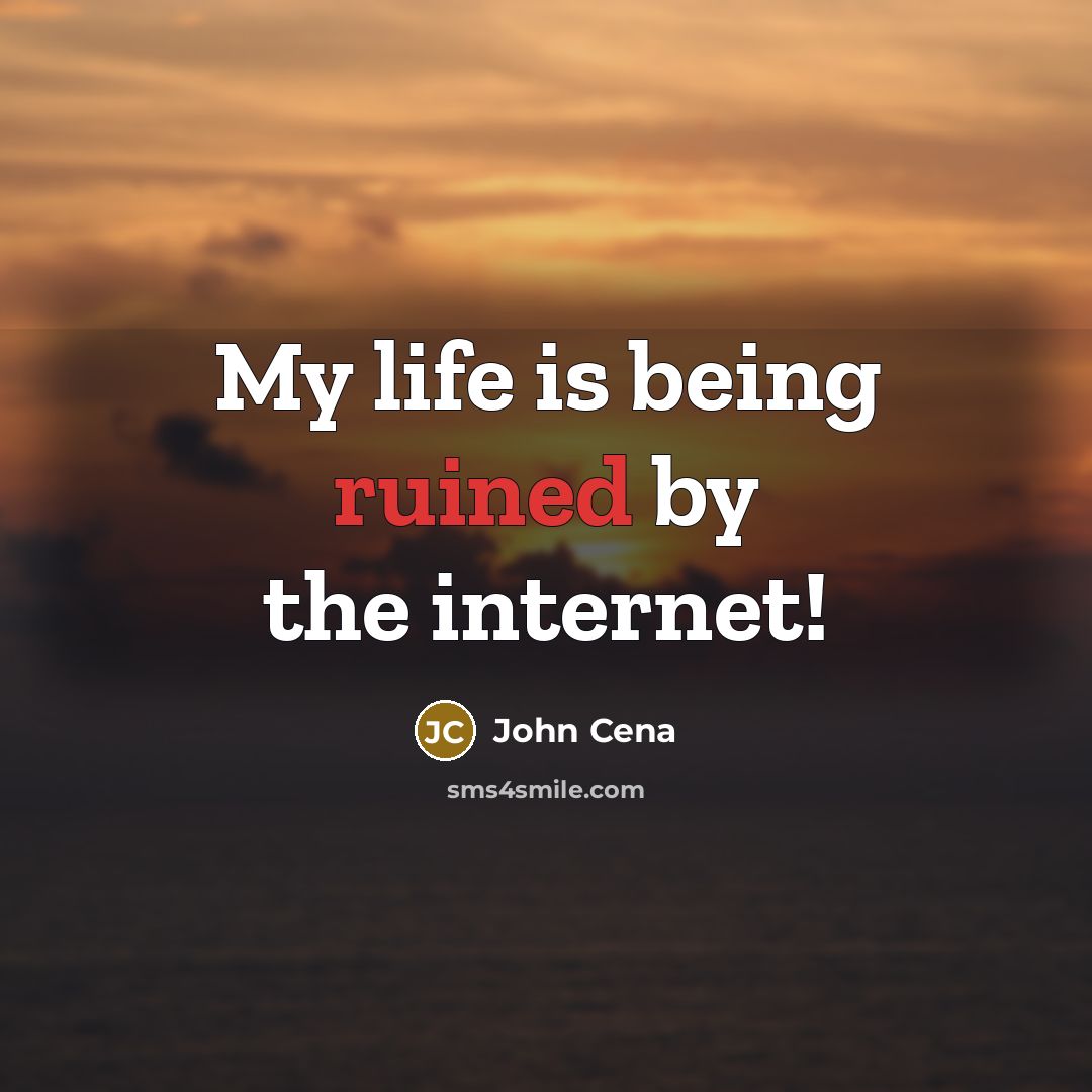 “My life is being ruined by the internet!…” quote by John Cena