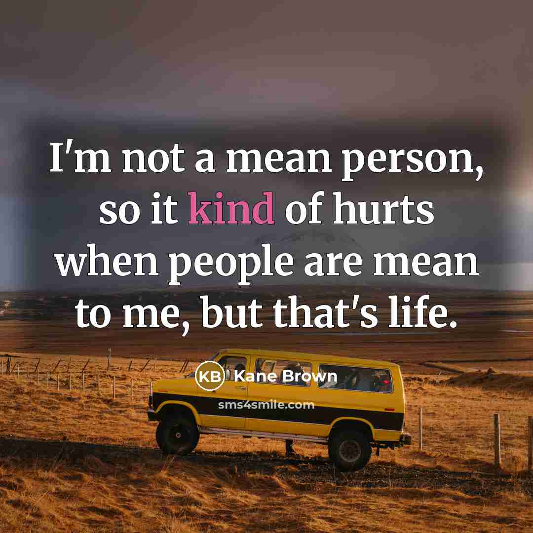“I'm not a mean person, so it kind of hurts…” quote by Kane Brown