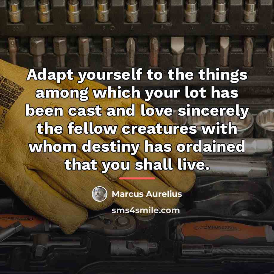 “Adapt yourself to the things among which your lot has…” quote by Marcus Aurelius