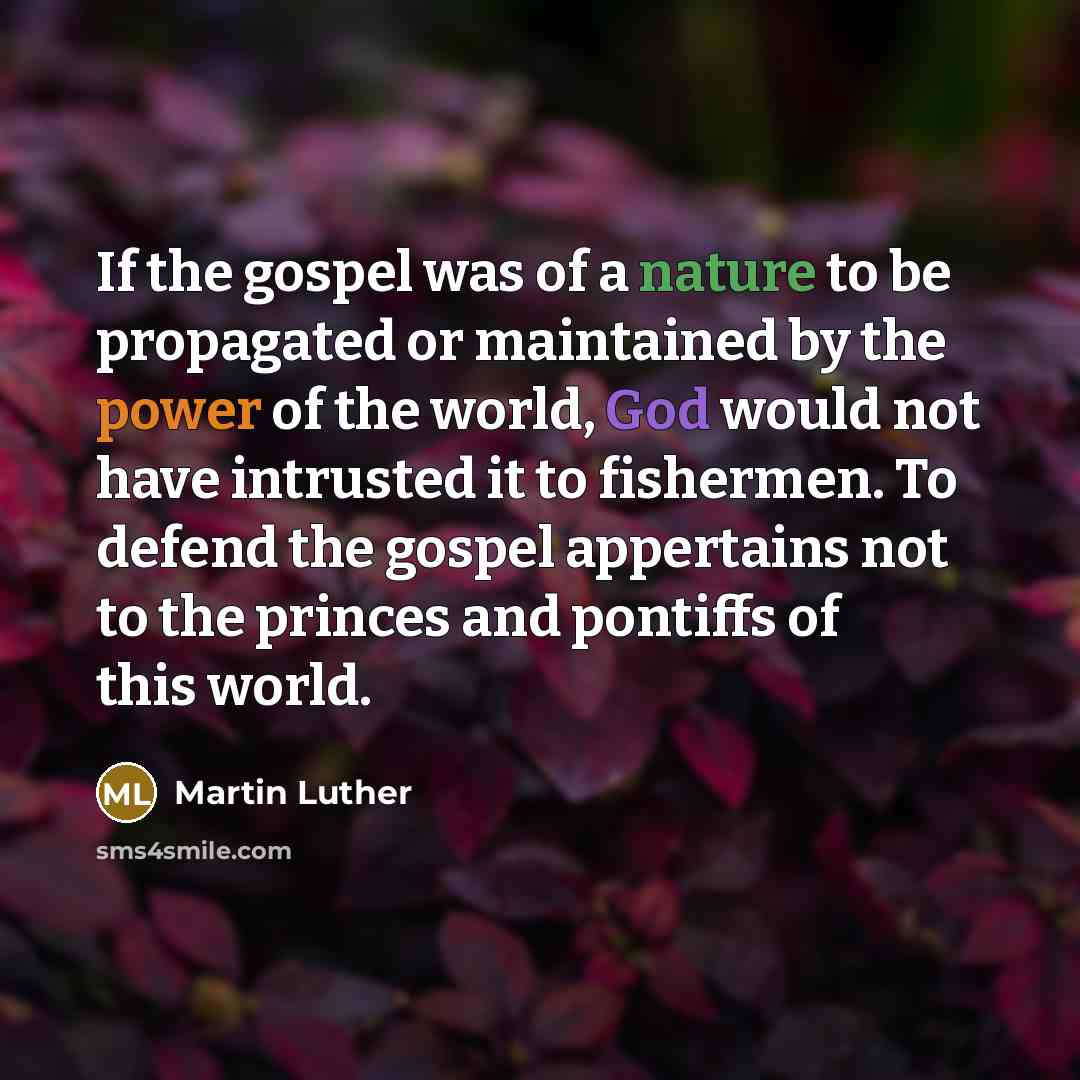 “If the gospel was of a nature to be propagated…” quote by Martin Luther