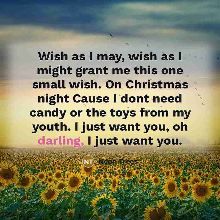 “Wish as I may, wish as I might grant me…” quote by Neon Trees