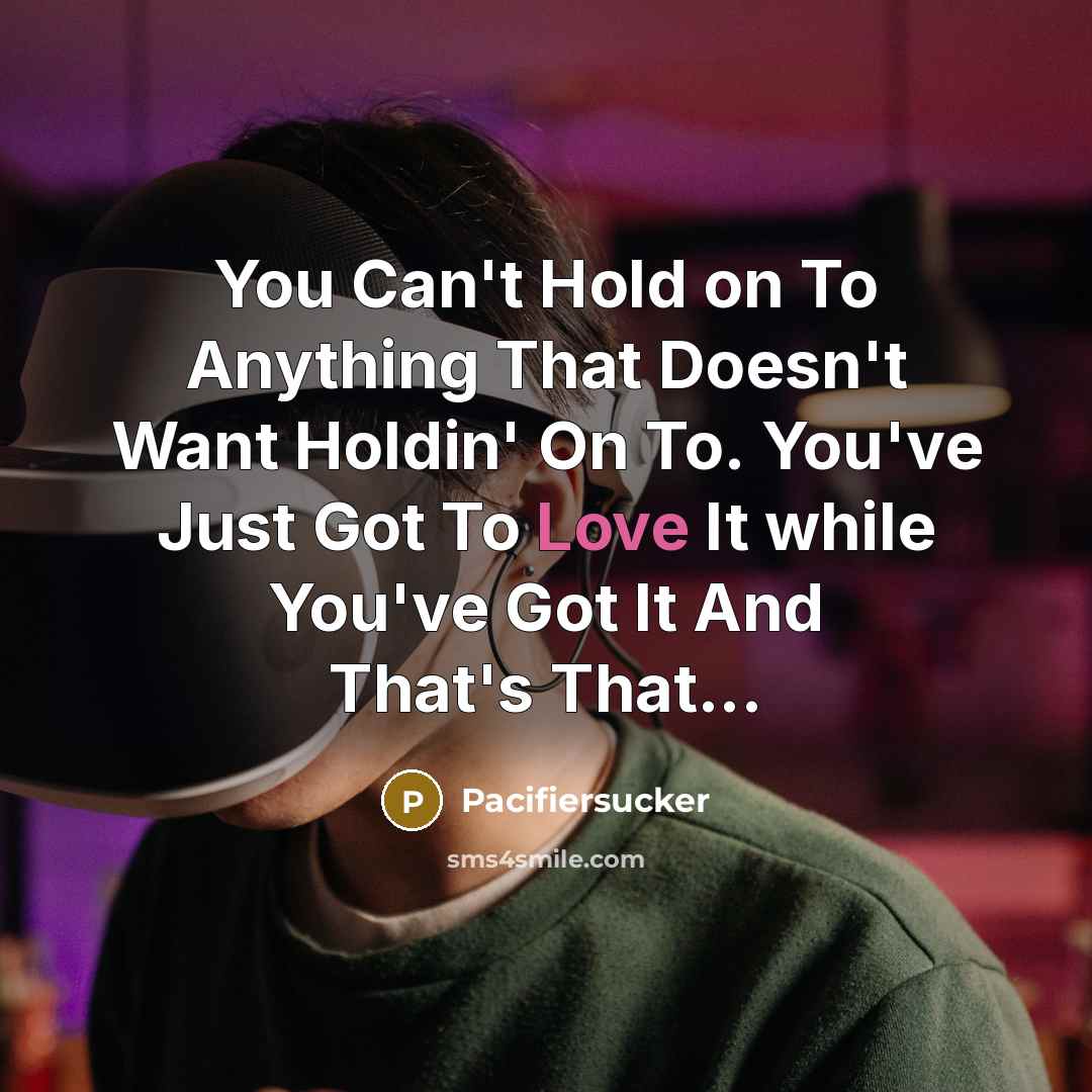“You Can't Hold on To Anything That Doesn't Want Holdin'…” quote by Pacifiersucker