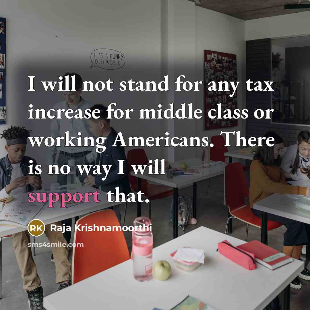 “I will not stand for any tax increase for middle…” quote by Raja Krishnamoorthi
