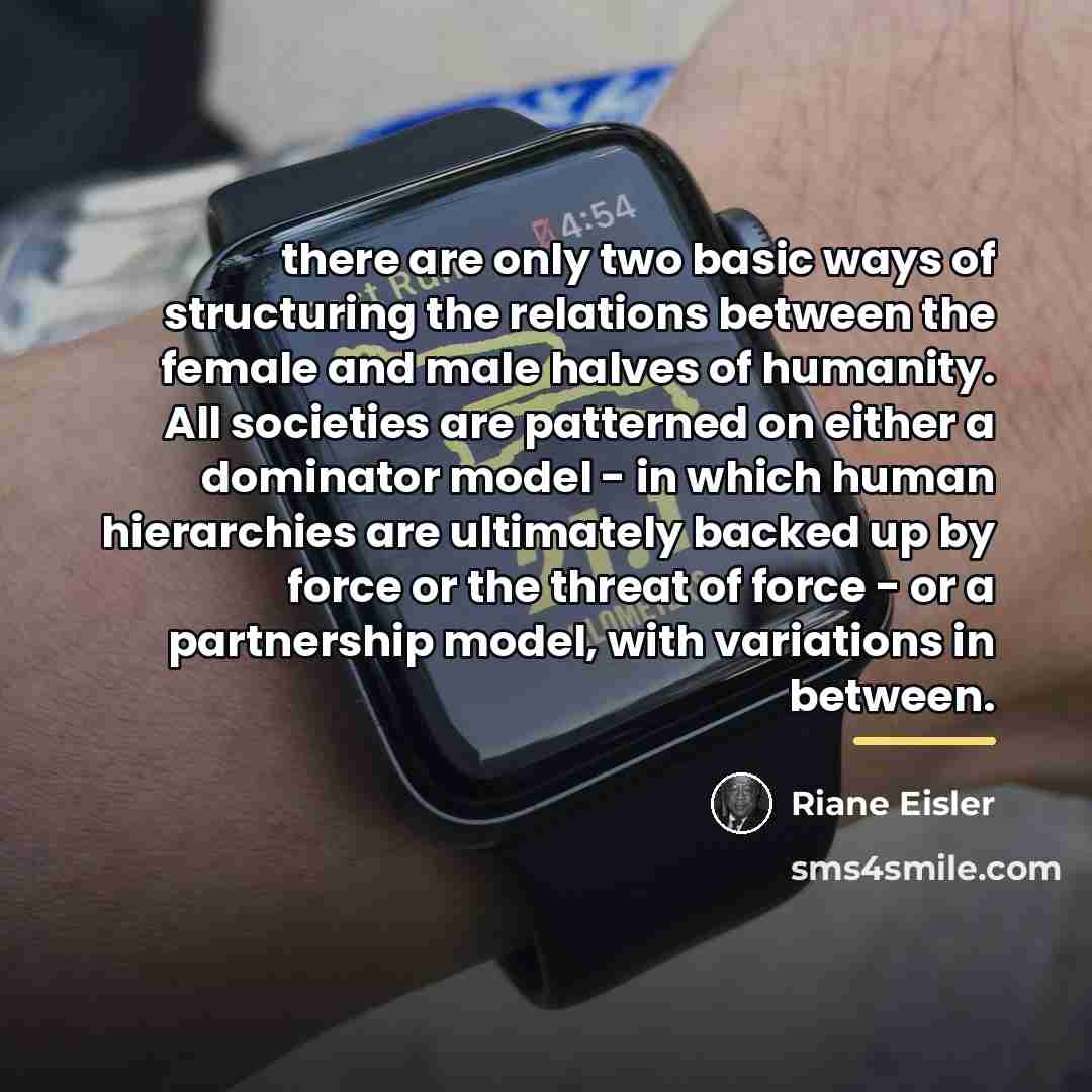 “there are only two basic ways of structuring the relations…” quote by Riane Eisler