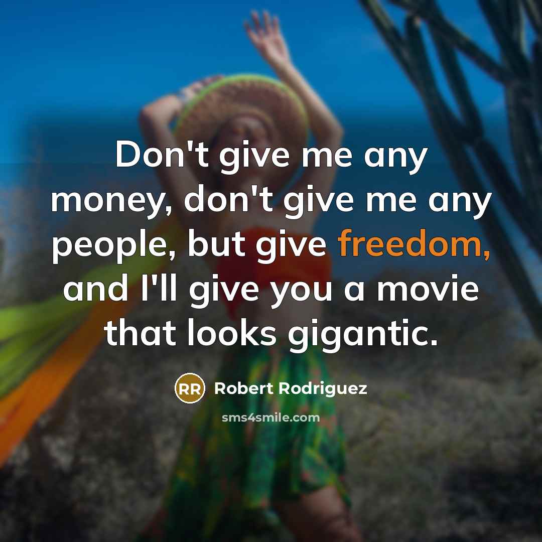 “Don't give me any money, don't give me any people,…” quote by Robert Rodriguez