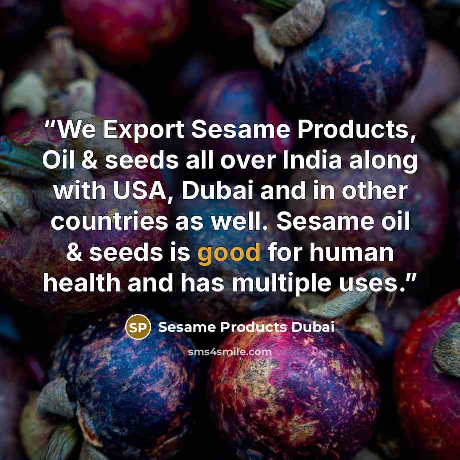 “We Export Sesame Products, Oil & seeds all over India along with USA, Dubai and in other countries as well. Sesame oil & seeds is good for human health and has multiple uses.” quote by Sesame Products Dubai