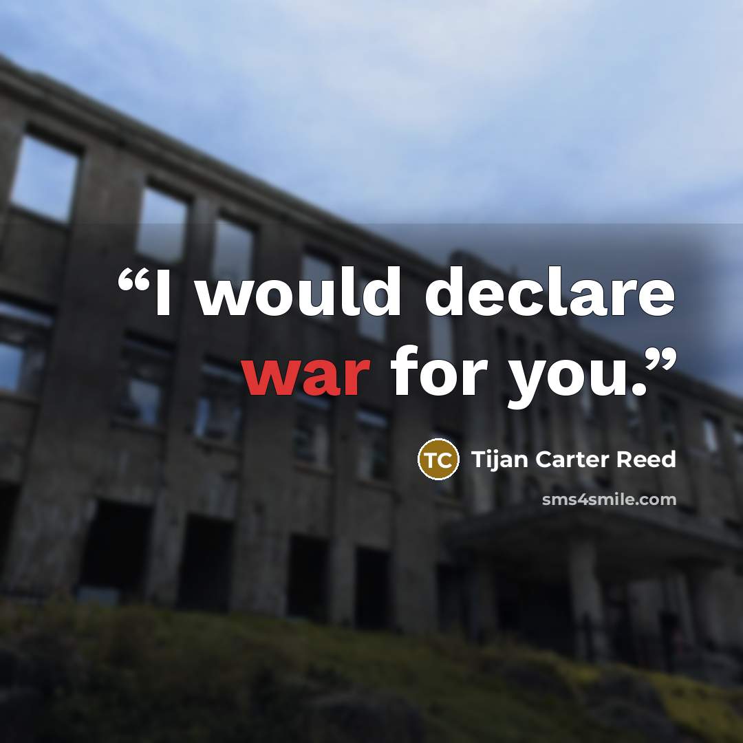 “I would declare war for you.” quote by Tijan Carter Reed