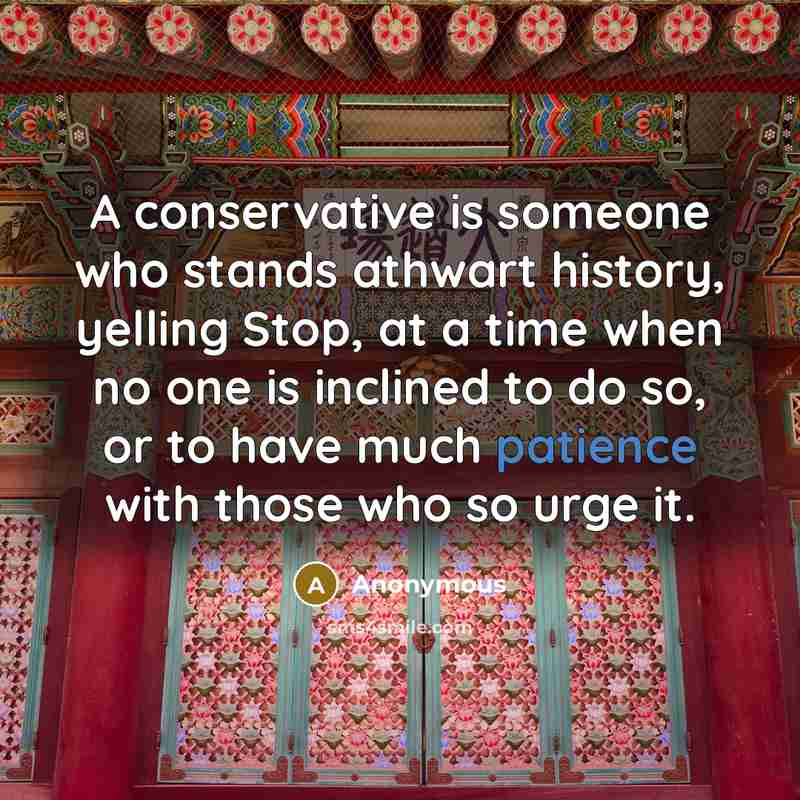 “A conservative is someone who stands athwart history, yelling Stop,…” quote by Anonymous