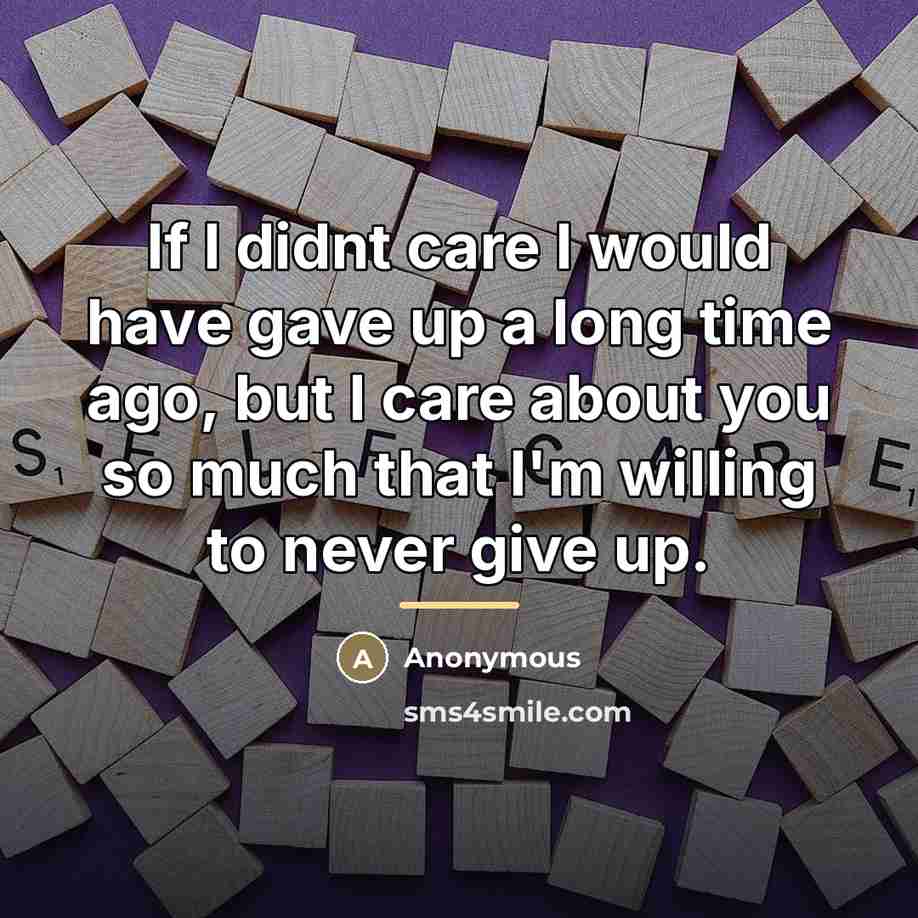 “If I didnt care I would have gave up a…” quote by Anonymous