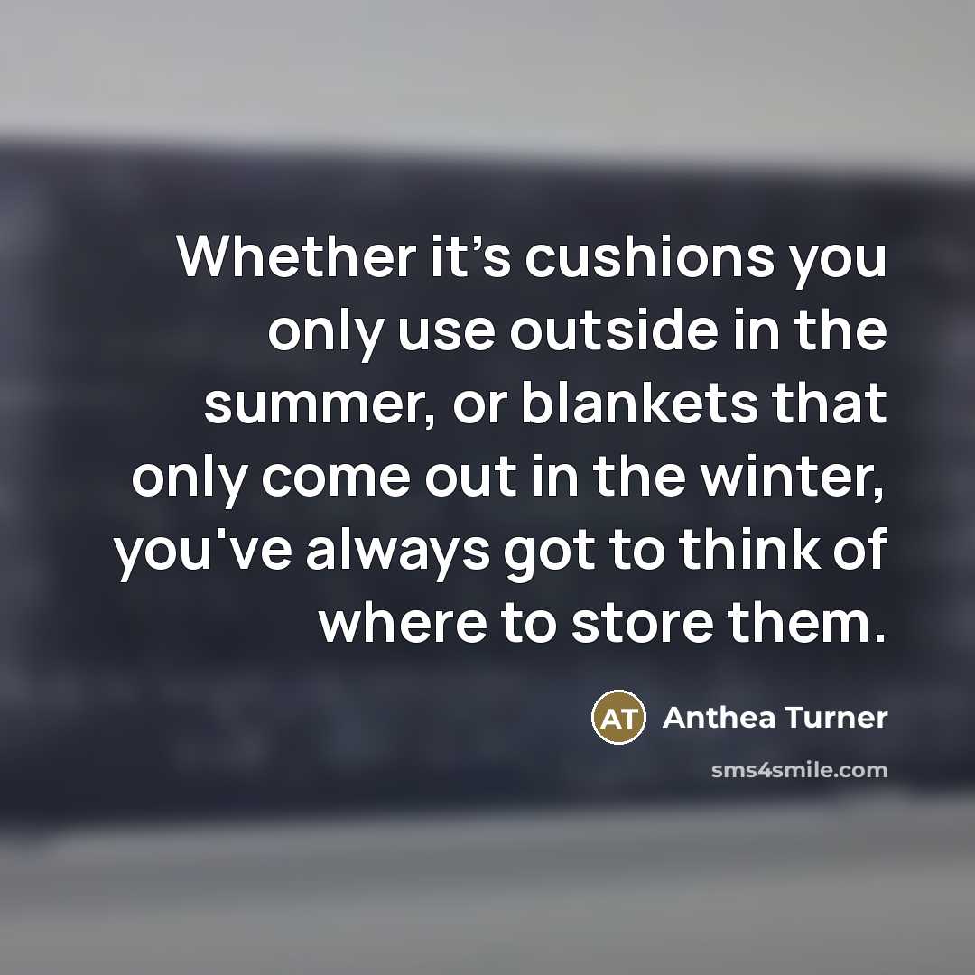 “Whether it's cushions you only use outside in the summer,…” quote by Anthea Turner