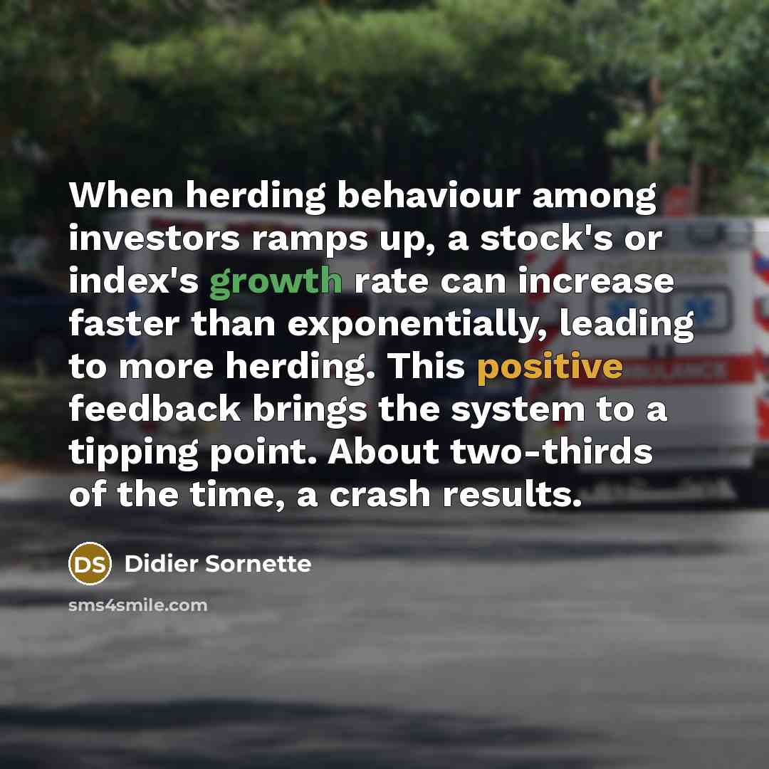 “When herding behaviour among investors ramps up, a stock's or…” quote by Didier Sornette