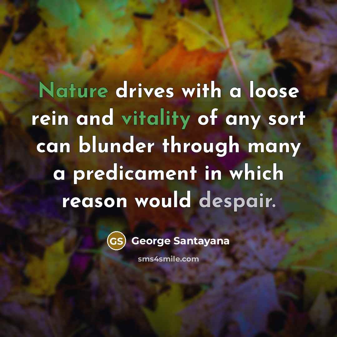 “Nature drives with a loose rein and vitality of any…” quote by George Santayana