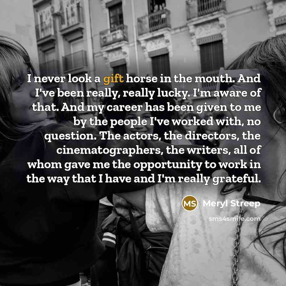 “I never look a gift horse in the mouth. And…” quote by Meryl Streep