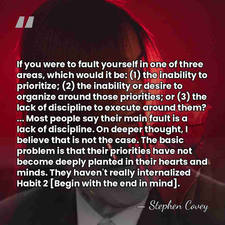 If you were to fault yourself in one of three areas, which&hellip; - Stephen Covey